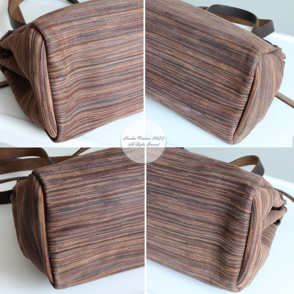 Hermes Herbag Tote Bag Cabas PM Brown Vibrato Leather & Canvas 2-In-1 Bag HTF - Picture 9 of 17